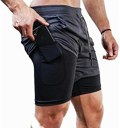 short dry fit de compressão allblack com suporte à celular